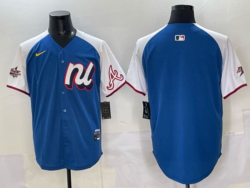 Men Atlanta Braves Blank Blue white All star 2025 Nike MLB Jersey style 01